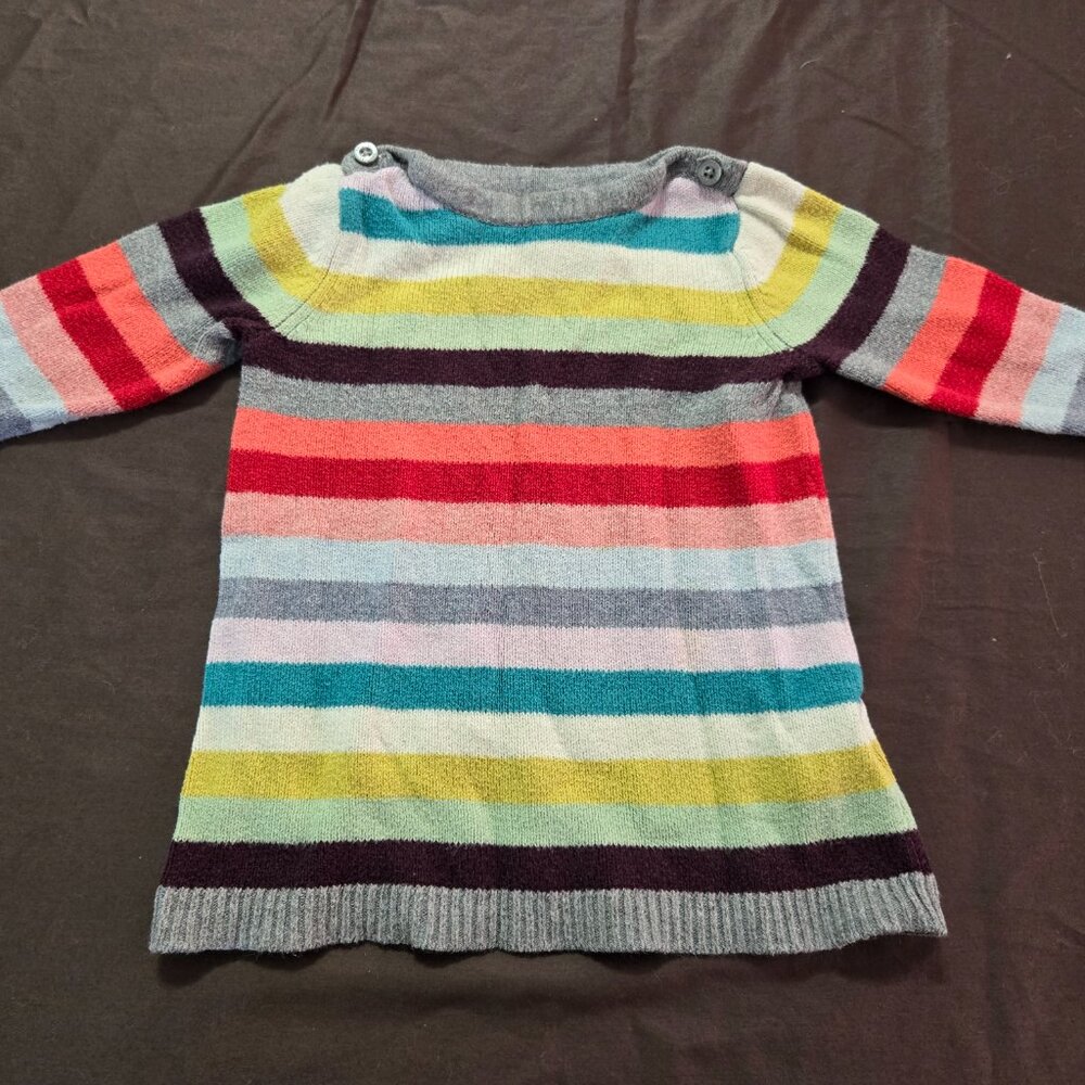 Striped Knit Sweater Dress Colorful Warm Fall Baby Gap 6-12 Months